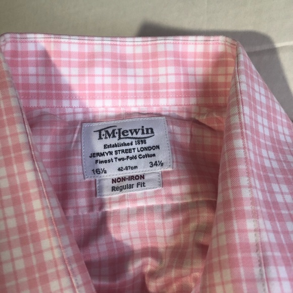 T.M. Lewin Pink Long Sleeve Dress Shirt Checkered - Picture 2 of 4